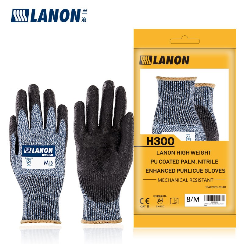 LANON蘭浪H300PU涂掌耐磨5級(jí)防割手套圖片4