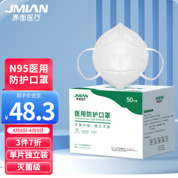 界面折疊式滅菌級N95一次性醫(yī)用防護口罩圖片2