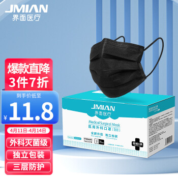 界面滅菌級(jí)黑色一次性醫(yī)用外科口罩圖片2