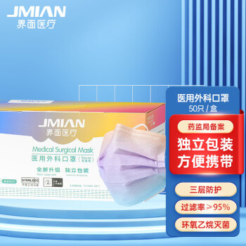 界面漸變色滅菌級一次性醫(yī)用外科口罩圖片1