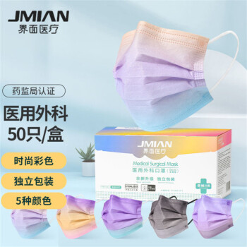 界面漸變色滅菌級一次性醫(yī)用外科口罩圖片4