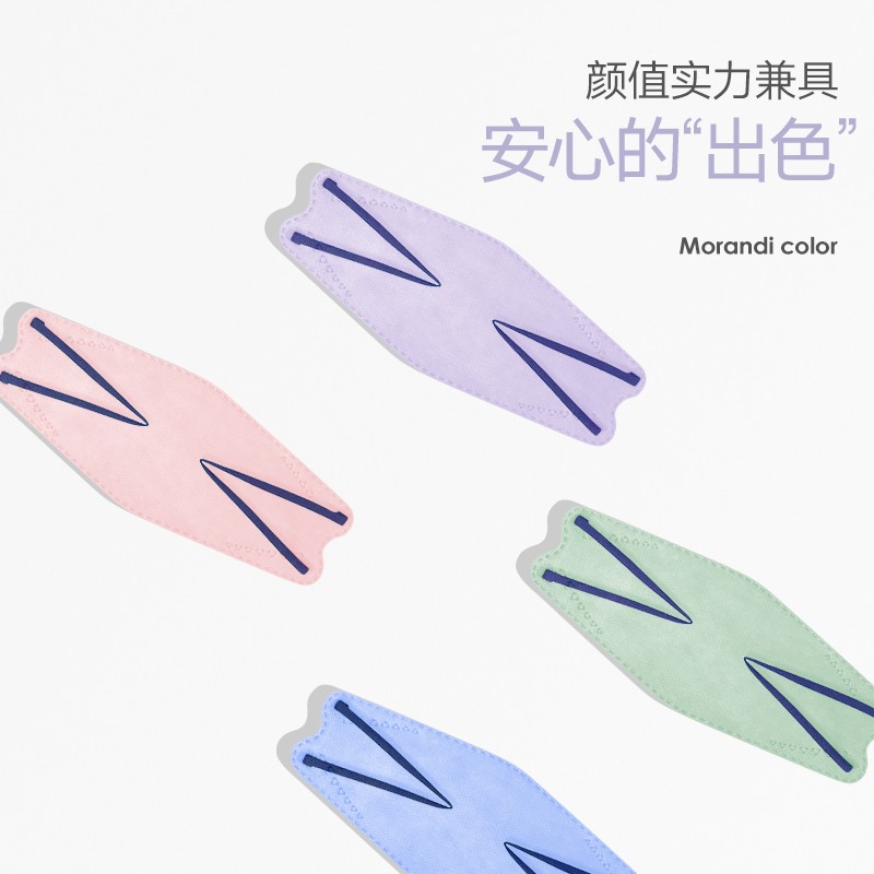 美仕康莫蘭迪色柳葉款魚(yú)型N95醫(yī)用防護(hù)口罩圖片2