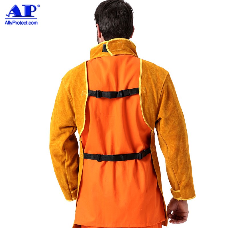 友盟AP-8000金黃色皮護(hù)胸帶領(lǐng)長(zhǎng)袖圍裙圖片2
