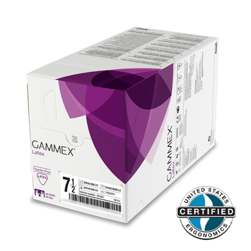 安思爾GAMMEX 330050070綠色無粉乳膠內層外科手套圖片1