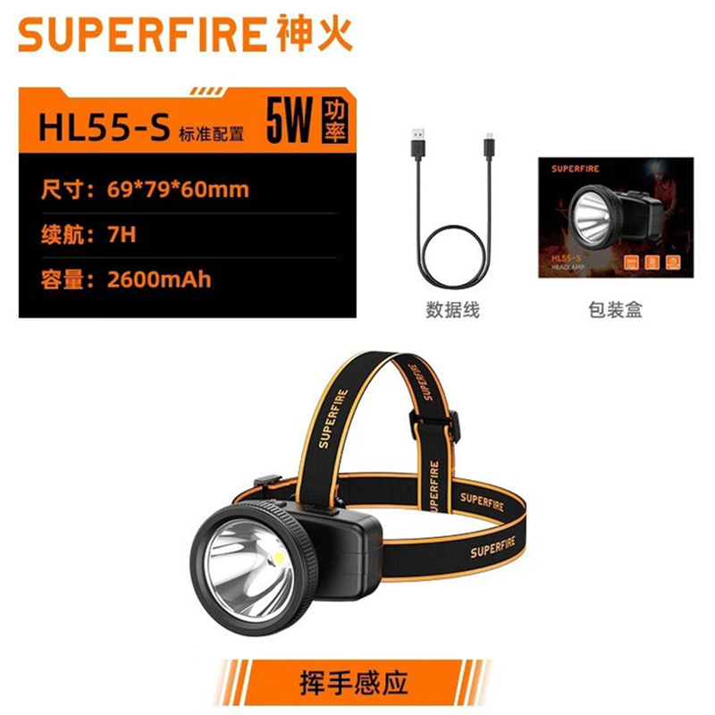 神火HL55-S智能感應揮手即亮長續(xù)航戶外多用頭燈圖片1
