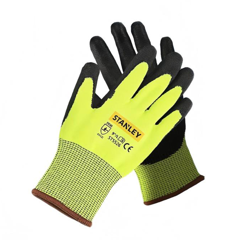 STANLEY史丹利ST5526熒光黃PU掌浸耐磨防滑防刺防割手套圖片1
