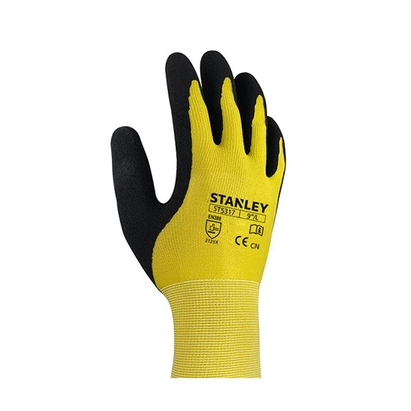 STANLEY史丹利ST5317黃色乳膠磨砂浸掌耐磨勞保手套圖片2
