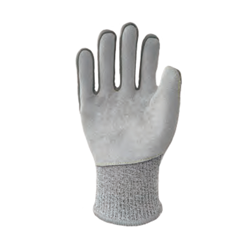 思衛(wèi)爾L355麻灰色13針牛皮掌貼HPPE玻璃纖維防割手套圖片1 思衛(wèi)爾L355麻灰色13針牛皮掌貼HPPE玻璃纖維防割手套圖片1