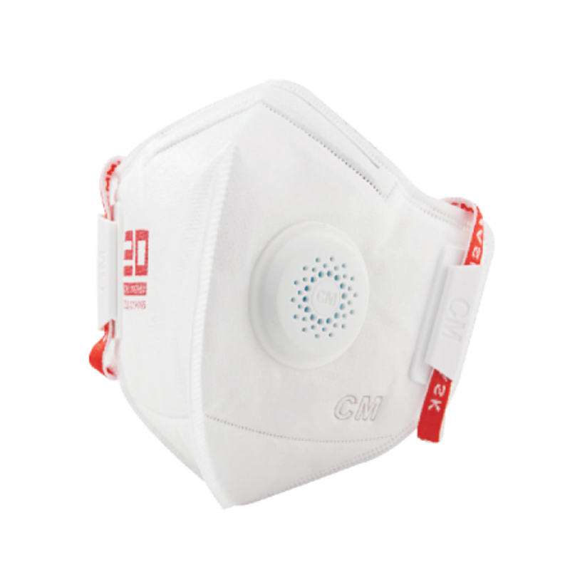 朝美2002白色頭戴式帶閥KN95防塵口罩圖片1
