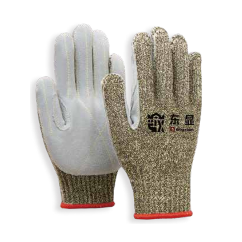 東顯7-1-001 7針?lè)季]牛二層皮耐高溫防割手套
