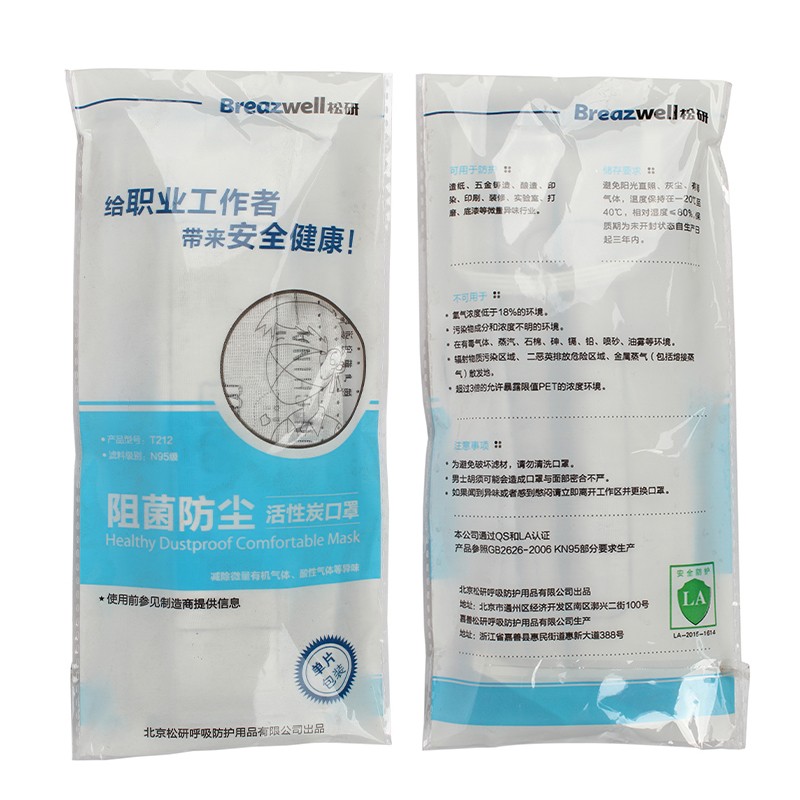 松研T212阻菌防塵活性炭口罩圖片2