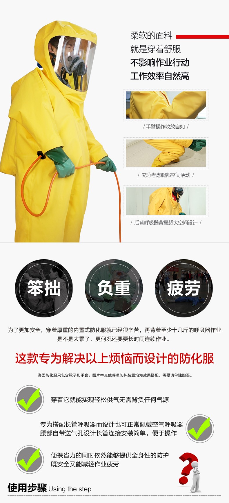 海固定制款！內(nèi)置外接 內(nèi)置插孔防化服圖片2