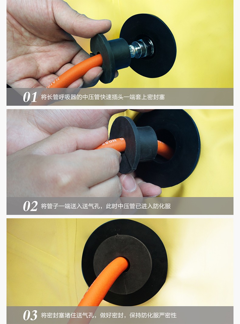 海固定制款！內(nèi)置外接 內(nèi)置插孔防化服圖片3