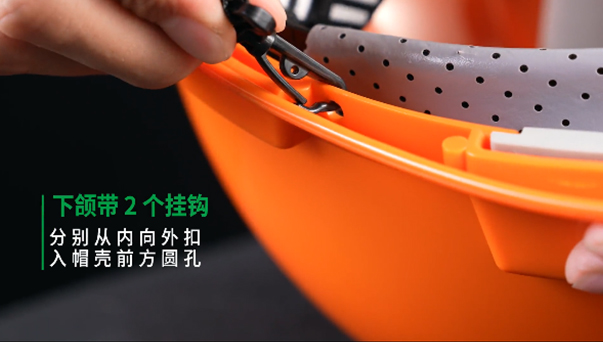 梅思安Y型四點式下頦帶安全帽安裝方法10