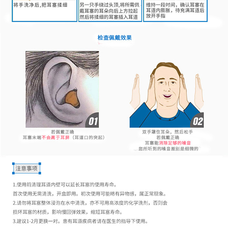 3M318-1005免揉搓帶線防噪音耳塞圖片10