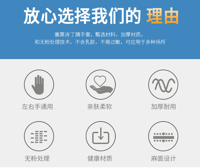 塞莫詩(shī)N1201BL加長(zhǎng)型藍(lán)色一次性丁腈手套圖片2