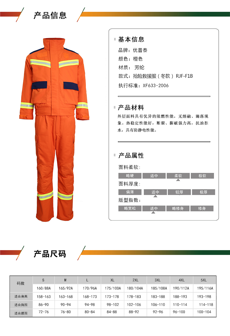 優(yōu)普泰RJF-F1B冬款搶險(xiǎn)救援服01