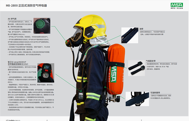 MSA梅思安10241462正壓式消防空氣呼吸器6.8L無(wú)表瓶閥M8-2800 3