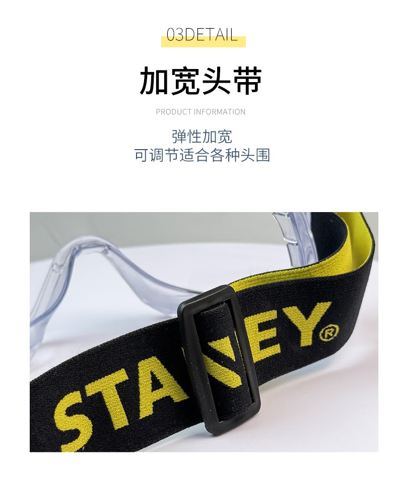 STANLEY史丹利ST1820全景式PC鏡片刮防霧防紫外線抗沖擊頭戴式護目鏡10