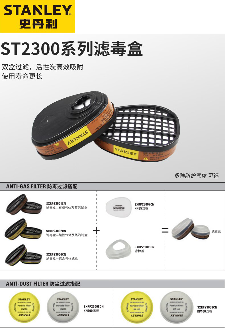 STANLEY史丹利ST23001有機(jī)蒸氣濾毒盒1
