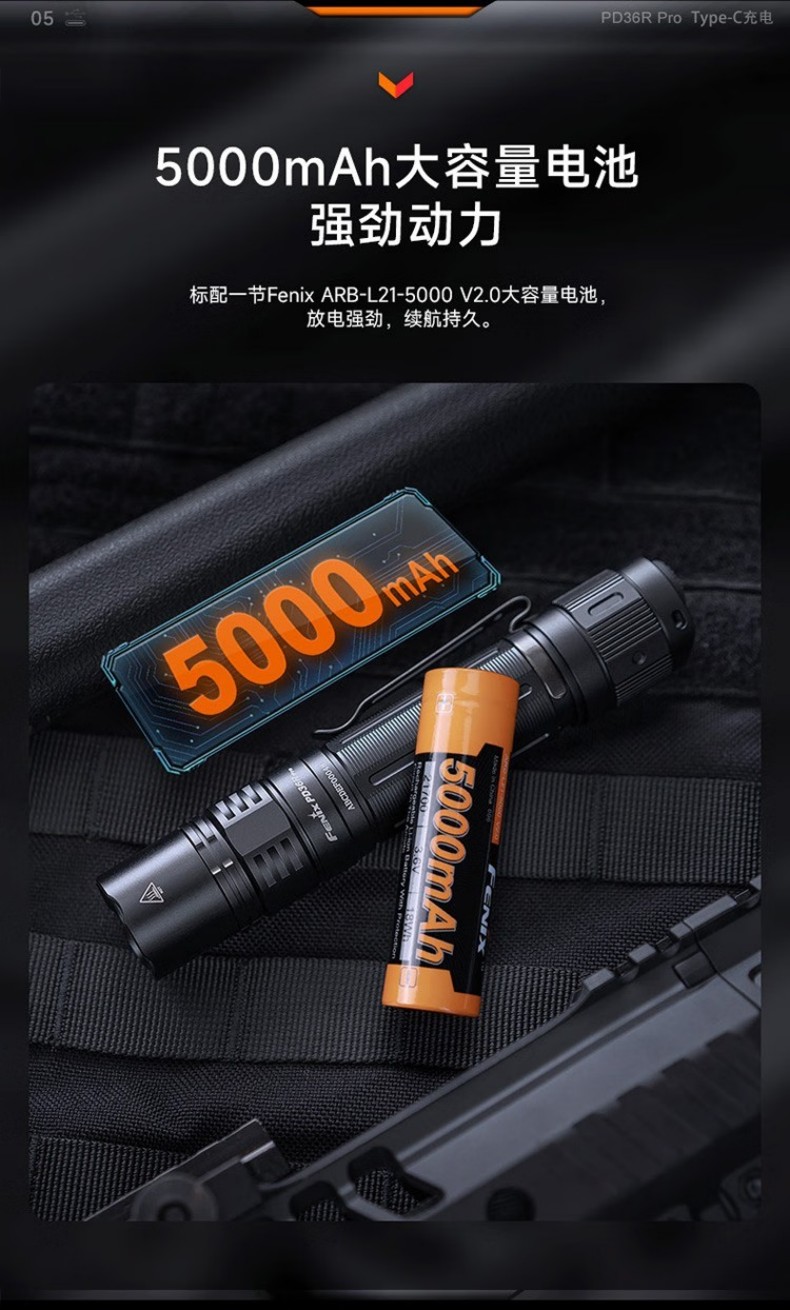 FENIX菲尼克斯PD36R Pro PD系列高性能充電戰(zhàn)術(shù)小直筒手電7.jpg