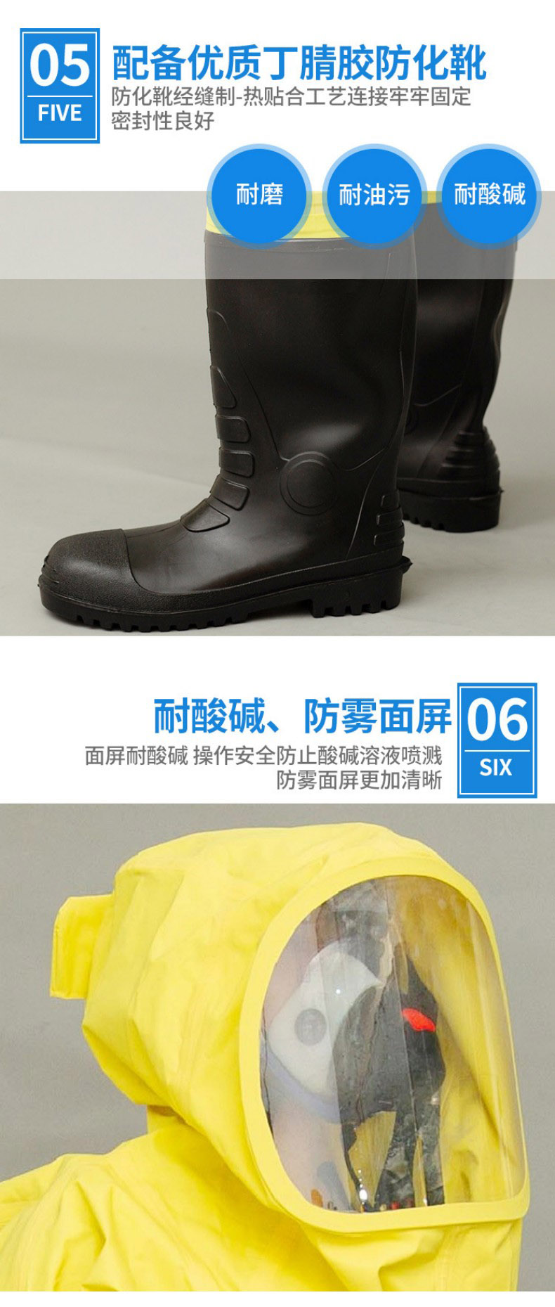 定和DH602重型A級(jí)氣密型全封閉防化服6