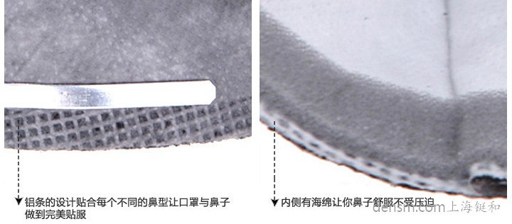 3M9042口罩鋁條設計，口罩內側海綿設計