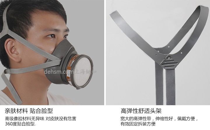 3M3200化工噴漆防毒面具高級橡膠材質(zhì)，頭帶舒適