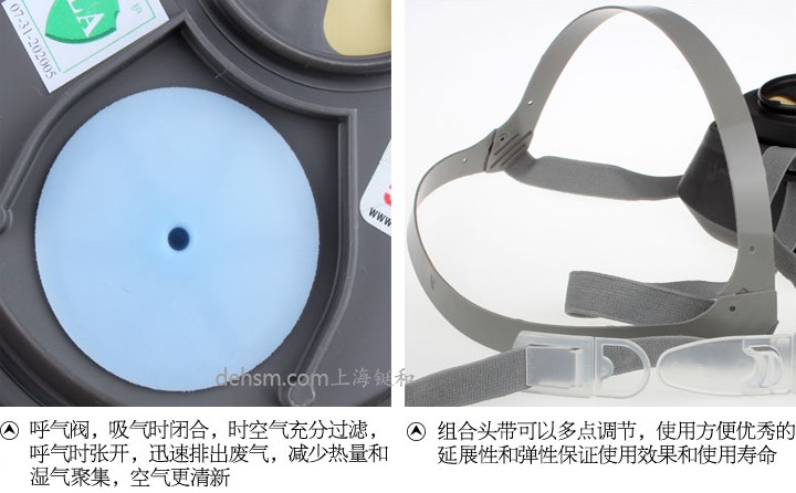 3M3050自吸過濾式防毒面具冷流呼氣閥設(shè)計(jì)，頭帶多點(diǎn)可調(diào)節(jié)