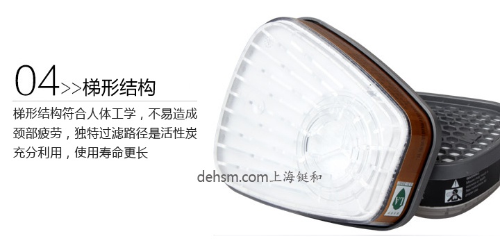 3M6001i-CN濾毒盒梯形結(jié)構(gòu)，人體工程學(xué)