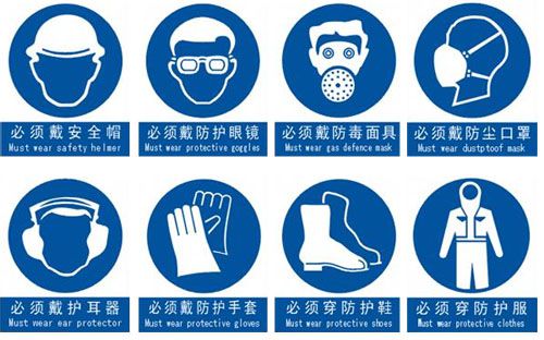 常見個(gè)人防護(hù)用品佩戴示標(biāo)牌圖片