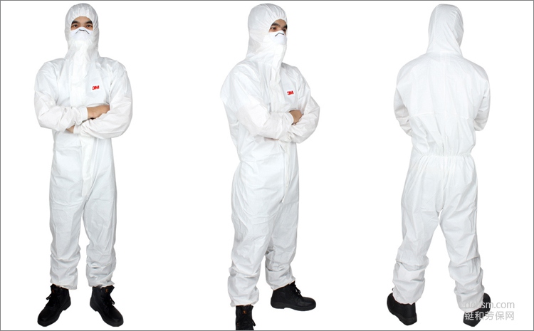 3M4545白色帶帽連體防護(hù)服包裝圖